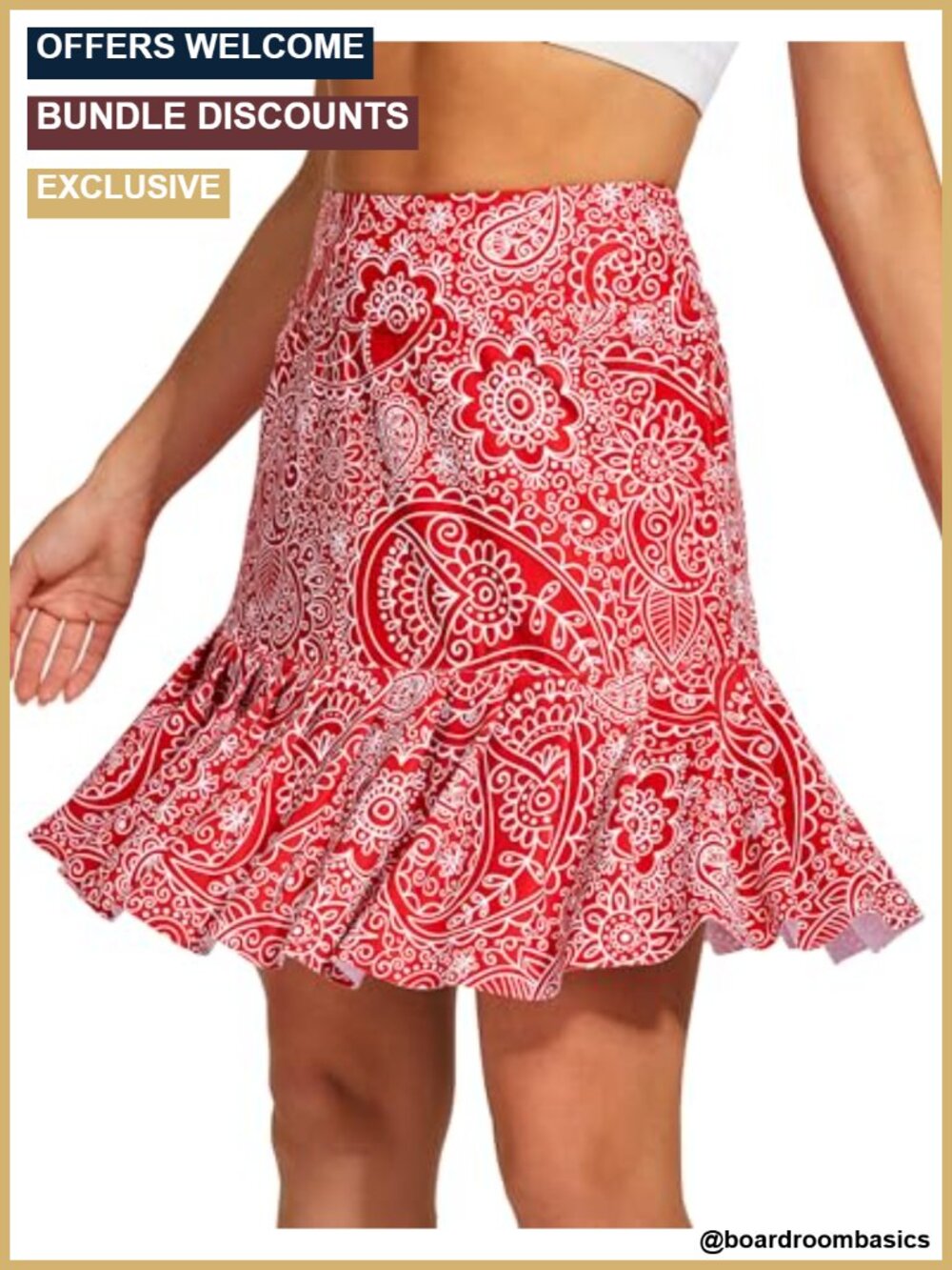 Knee Length Ruffle Hem Golf Skort High Waisted Athletic Skort with Pockets